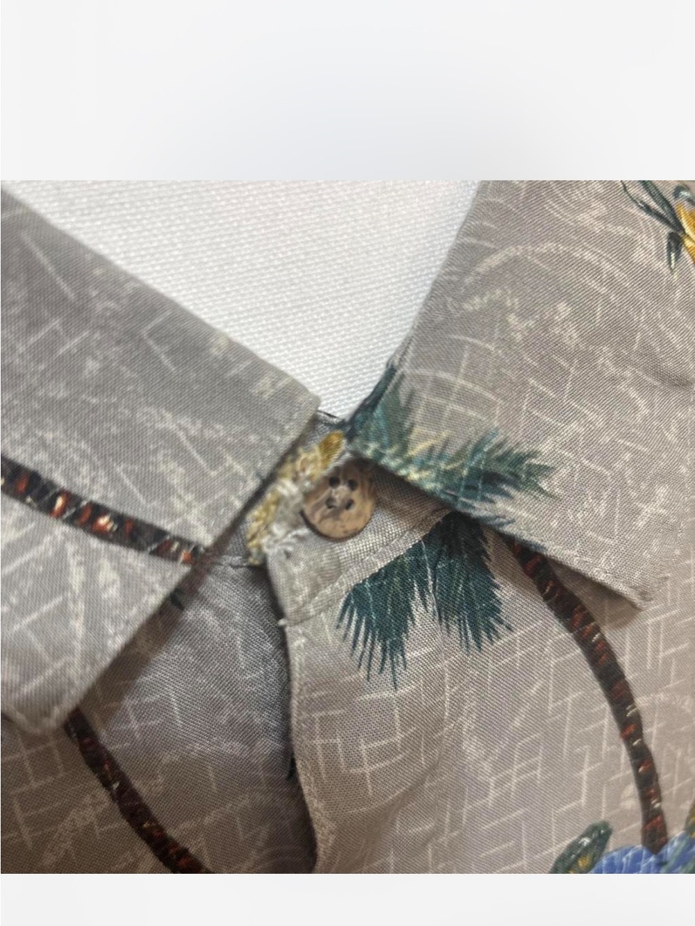Men's batik bay big and tall  Grey Tropical Print Button-Up Shirt 4 xl - Picture 3 of 5